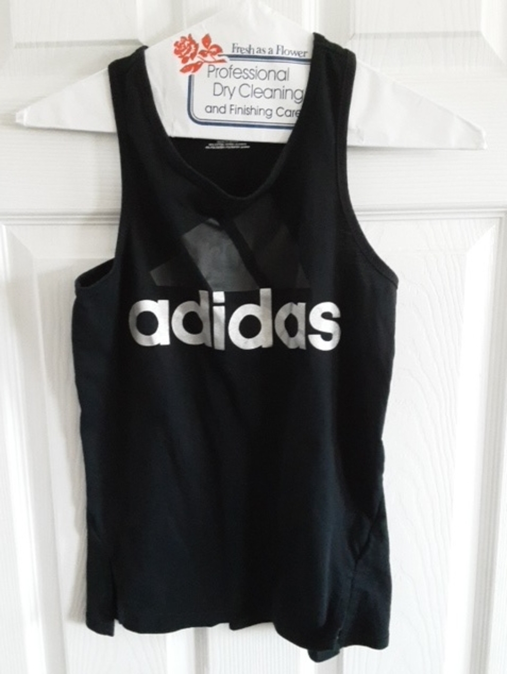 Kids Adidas Black Tank with Silver Logo L/G 14
